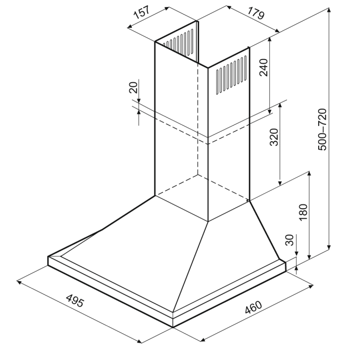 Вытяжки, Вытяжка кухонная KRONA BRIEF 500 INOX PB