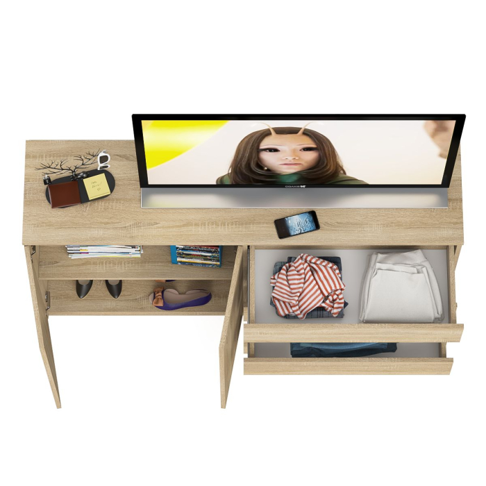 Комоды, Комод широкий на четыре ящика и две дверки Мори МК1600.1