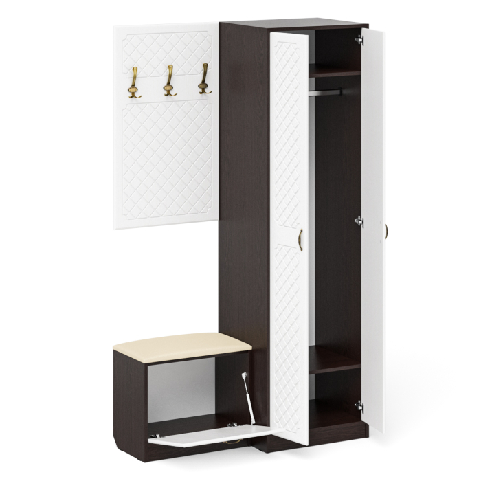 Прихожие, Шкаф в прихожую с обувницей с сиденьем и вешалкой П-6 № 12 МДФ фрезеровка ромб