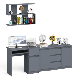 Компьютерный стол МС-1 тумба справа с комодом-тумбой и верхней открытой полкой