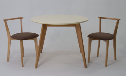 Стол Сканди К 100 натур/слоновая кость со стульями Франк натур велюр коричневый