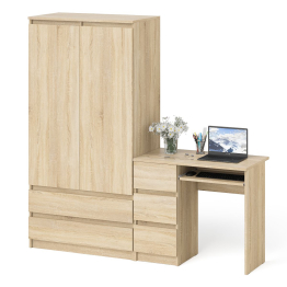 Стол компьютерный с тремя ящиками слева и шкаф-комод МШ900 три ящика и две двери Мори