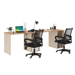 Два письменных стола Лайт 12.163 и два чёрных компьютерных кресла