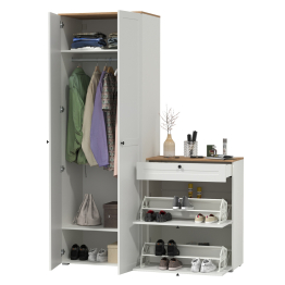 Шкаф двудверный для прихожей и обувница Остин