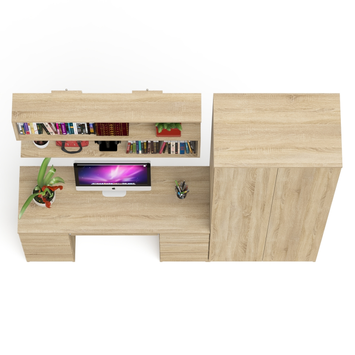 Домашние кабинеты, Платяной шкаф две двери Мори МШ800.1 с компьютерным столом и полкой навесной