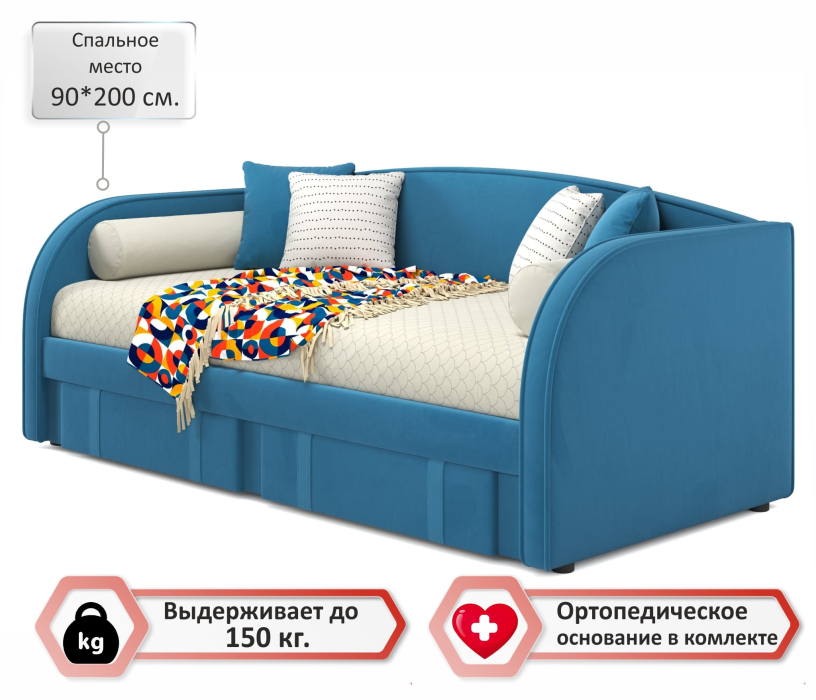 Кровати, Мягкая кровать Elda 900 с ортопедическим основанием и матрасом ГОСТ