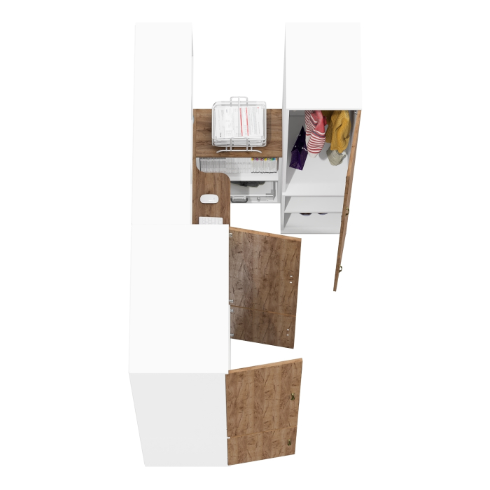 Домашние кабинеты, Пенал бельевой Лидер-8 23Б с рабочим столом-трансформером и шкафом МД 19Б