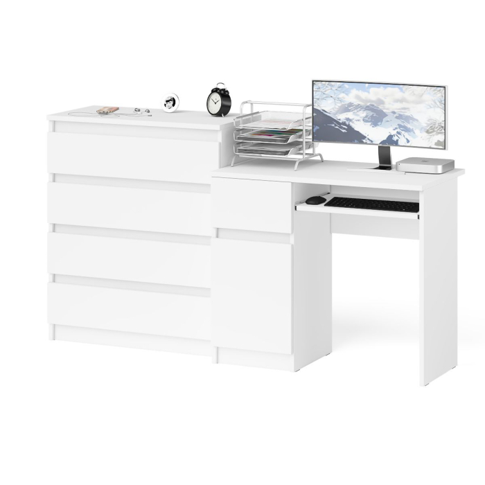 Домашние кабинеты, Стол компьютерный Мори МС1 левый с комодом 4-ре ящика