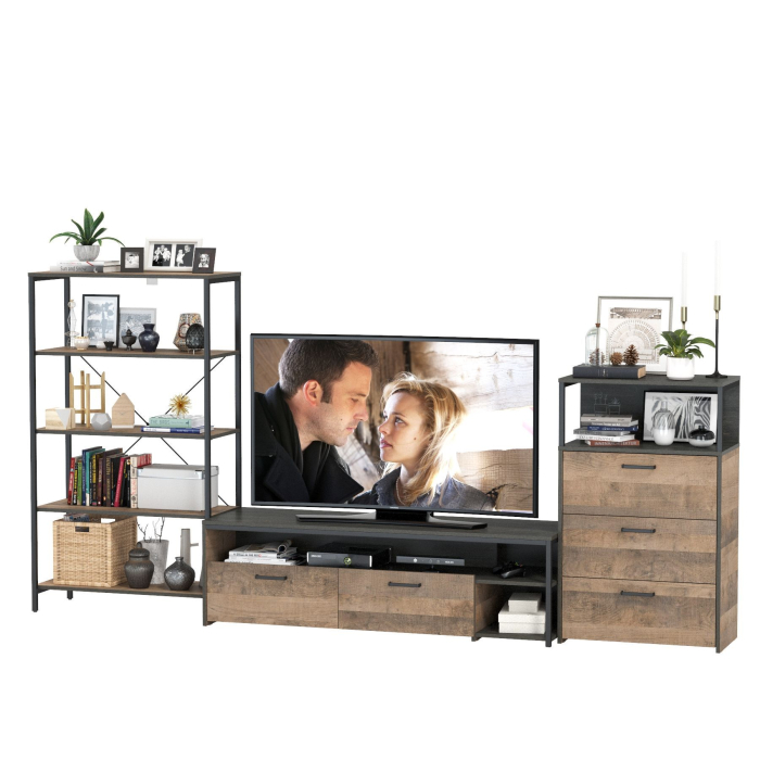 Стенки для гостиной, ТВ-тумба Трувор с открытым стеллажом и комодом с ящиками