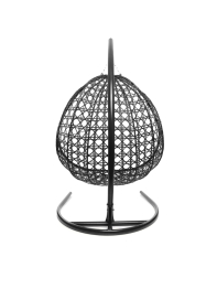 Подвесное кресло ДЛЯ ДВОИХ ЛЮКС с ротангом чёрное