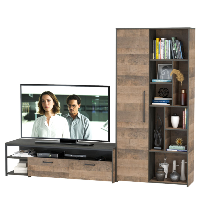 Стенки для гостиной, Тумба для ТВ и техники и шкаф-стеллаж с дверкой Трувор