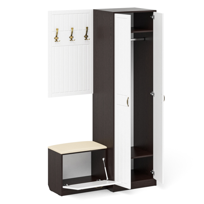 Прихожие, Шкаф в прихожую с обувницей с сиденьем и вешалкой П-6 № 12 МДФ фрезеровка прованс