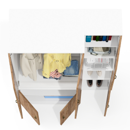 Шкаф для одежды глубокий и пенал две дверки и ниша Лидер-8