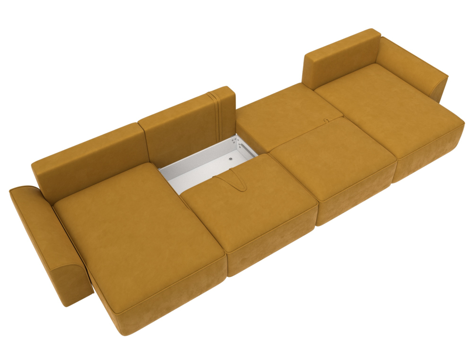 Диваны прямые со спальным местом, Диван п-образный Лига-048 НПБ лонг, велюр BRUT