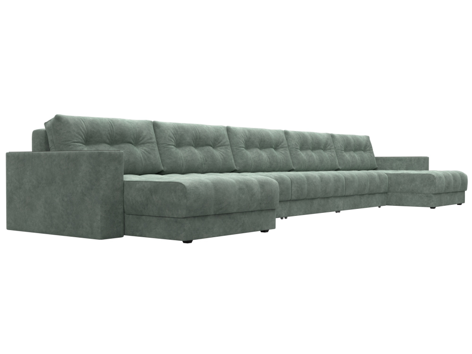 Диваны еврокнижки, Диван П-образный с декором Лига-049 НПБ Мегалонг, велюр BRUT