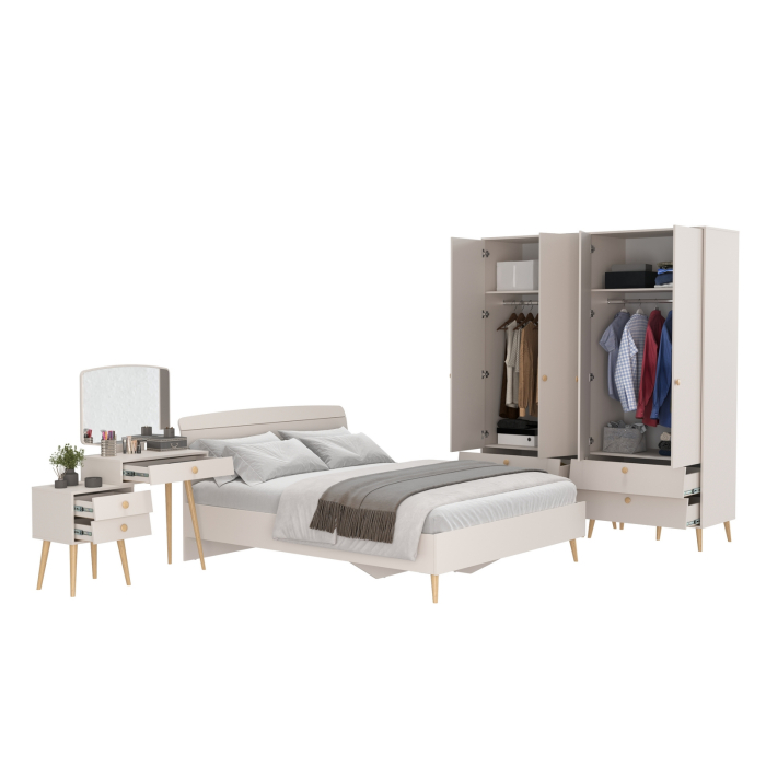 Спальные гарнитуры, Два двухдверных шкафа Афина с туалетным столиком и кроватью 1600
