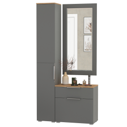 Шкаф-пенал в прихожую с обувницей и зеркалом Октава.