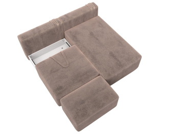 Диван угловой модульный с пуфом Лига-060 НПБ угол универсальный, велюр TOWER