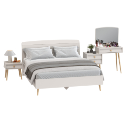 Кровать двухспальная 1600 Афина с тумбочкой прикроватной и трюмо