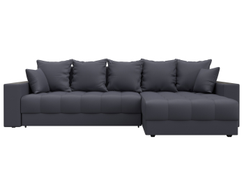 Диван угловой с декором и полкой Лига-050 НПБ, экокожа GRIFON