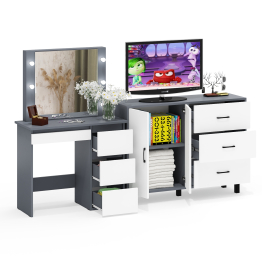 Комод-тумба 123-1204 и столик косметический с подсветкой и зеркалом Сура