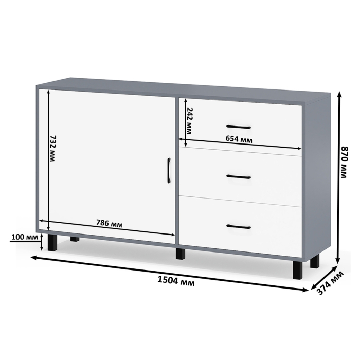 Туалетные столики, Столик косметический с подсветкой Сура и тумба-комод 122-1504