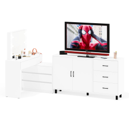 Туалетный столик-трансформер с подсветкой и зеркалом 110 и комод-тумба 123-1604