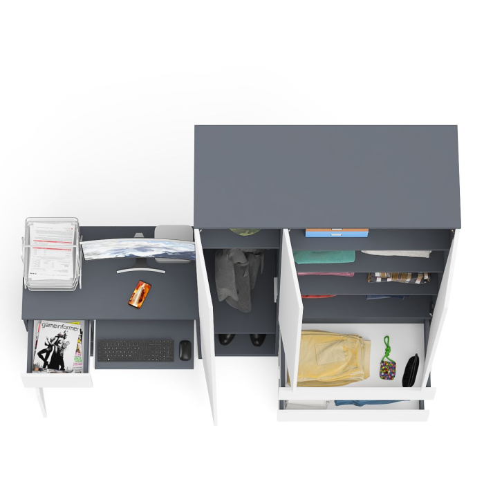 Домашние кабинеты, Компьютерный стол с тумбой с дверкой и ящиком левый и шкаф-комод Мори МШ1200-1