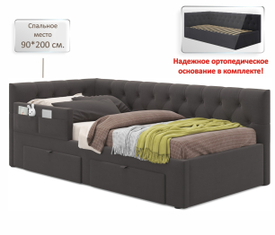 Односпальная кровать-тахта Afelia с ящиками и бортиком