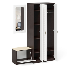 Шкаф с пеналом-500 и обувницей с сиденьем П-6 фрезеровка ромб