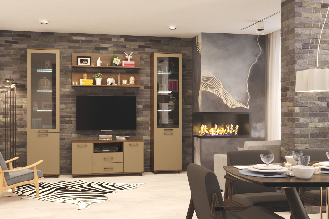 Стенки для гостиной, Модульная гостиная Грейс композиция 1  Гикори Джексон Темный