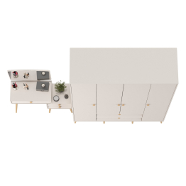 Трюмо с зеркалом и ящиками и комод-шкаф 4-х дверный Афина