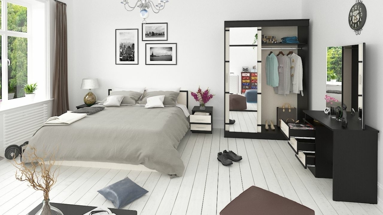 Спальные гарнитуры, Кровать с ящиками Сакура 1800 с прикроватной тумбой