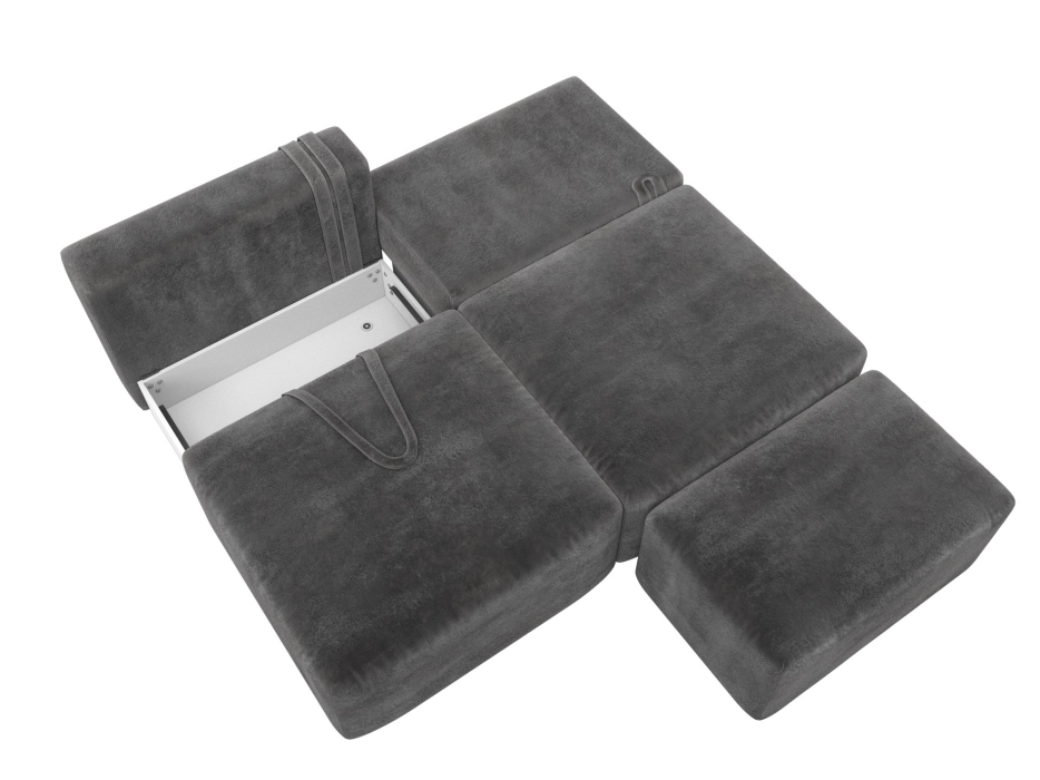 Диваны еврокнижки, Диван прямой модульный с пуфом Лига-060 НПБ, велюр TOWER