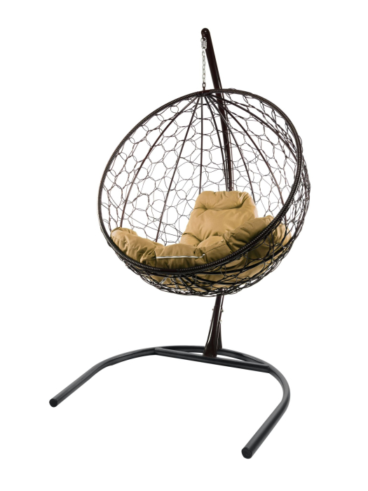 Кресла, Подвесное кресло КРУГ с ротангом чёрное