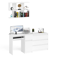 Прямые компьютерные столы, Комод три ящика МК800.1 с компьютерным столом Мори МС-1 правый и навесной полкой 900