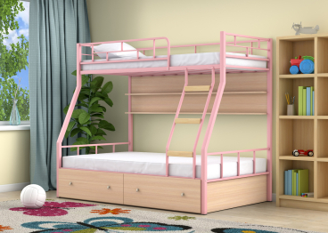 Двухъярусная кровать Радуга Розовый дуб молочный