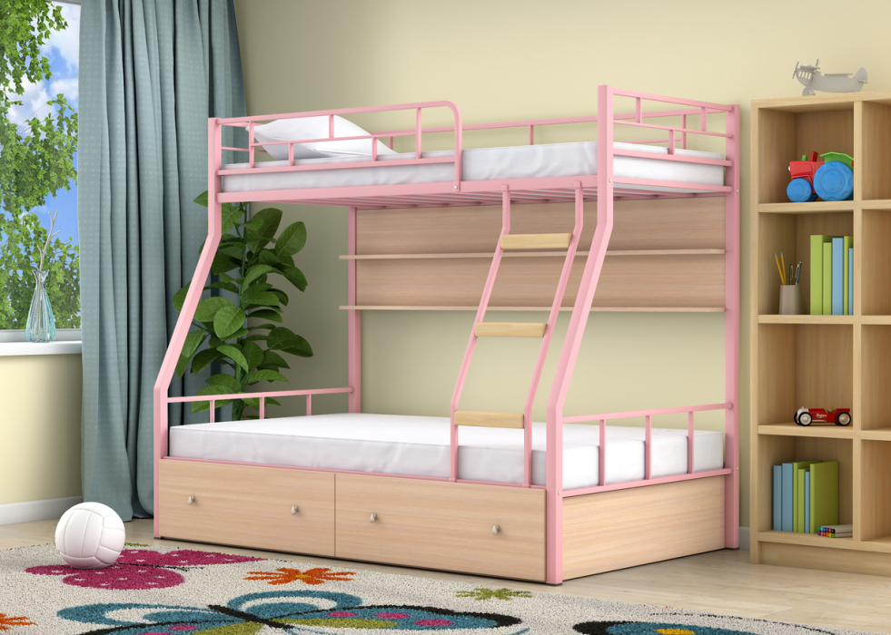 Для подростков, Двухъярусная кровать Радуга Розовый дуб молочный