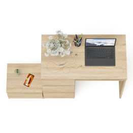 Компьютерный стол три ящика Мори МС-6 левый с тумбой 400