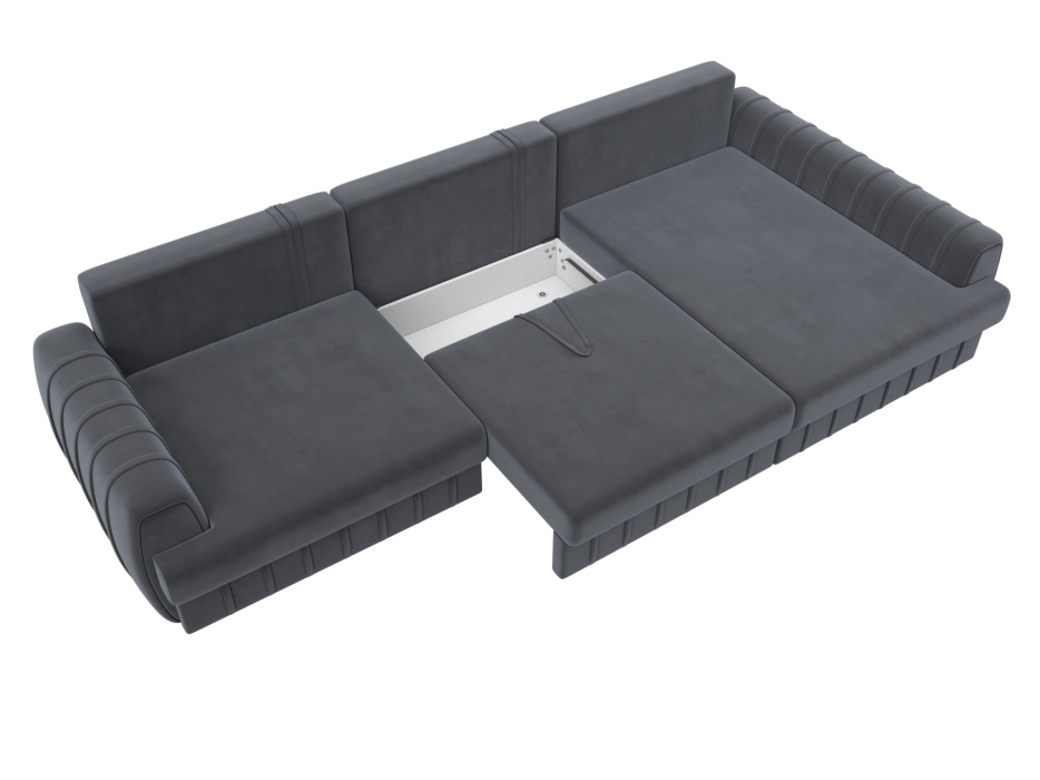 Диваны угловые в гостиную, Диван угловой Лига-057 НПБ Лонг угол правый, велюр SEVEN