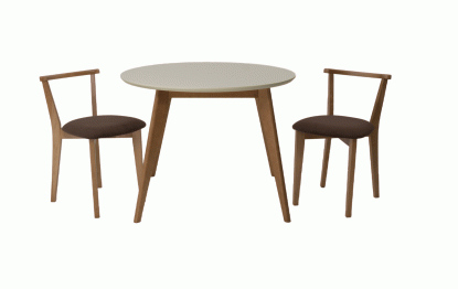 Стол Сканди К 100 натур/слоновая кость со стульями Франк натур велюр коричневый