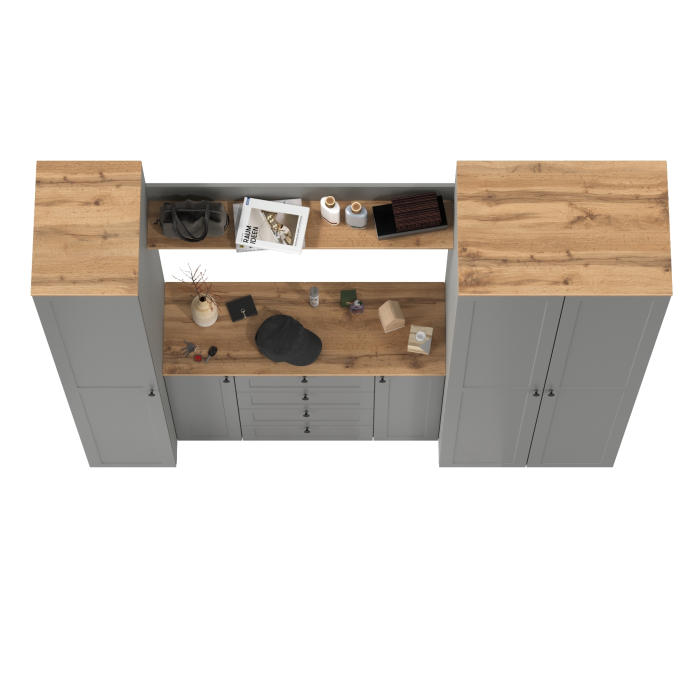 Прихожие, Шкаф и шкаф-пенал с комодом и полкой Остин для прихожей