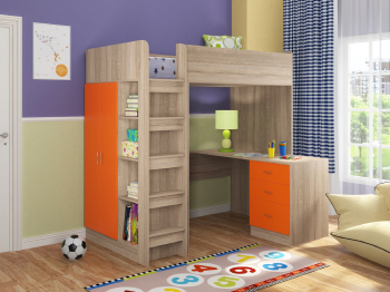 Кровать-чердак "Теремок 3" (Дуб сонома)