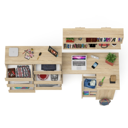 Набор мебели из углового компьютерного стола Мори МС-16 правого с книжной полкой и комода МК1200.10