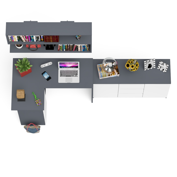 Домашние кабинеты, Угловой компьютерный стол Мори МС-16 левый с верхней полкой и тумбой-комодом 1200-3