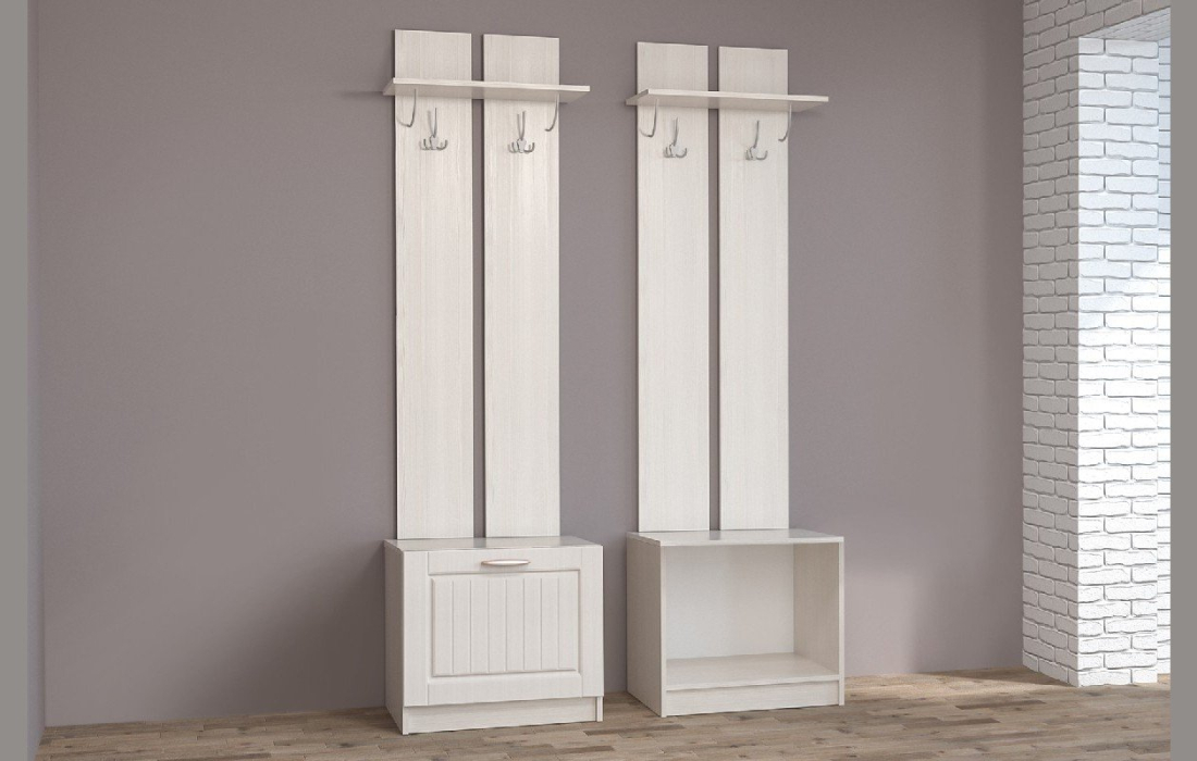 Напольные, Вешалка с обувницей 2 Иннес-6 МДФ