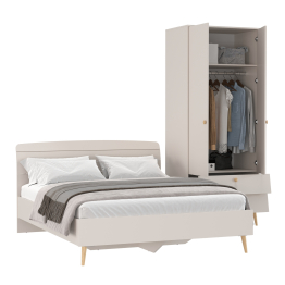 Двухспальная кровать Афина 1600 с 2-х дверным шкафом-комодом