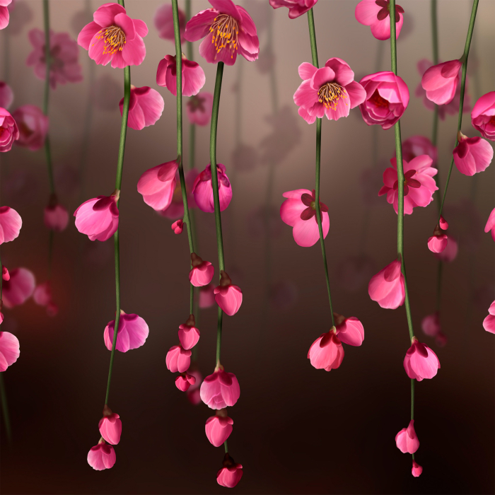 Стеновые панели, Интерьерная панель из стекла 500*600*6 мм MGF56_цветочное_настроение