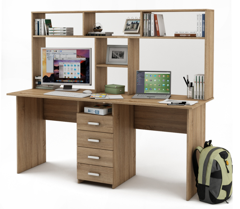 Прямые, Письменный стол Лайт-11 с надстройкой