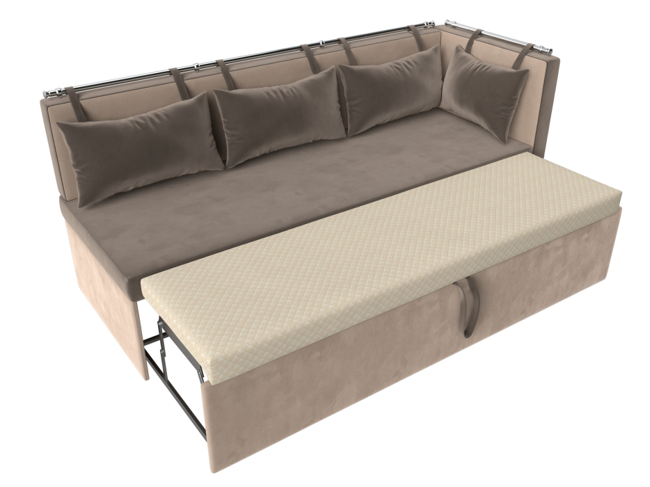 Диваны угловые кухонные, Кухонный диван Метро с углом справа, велюр